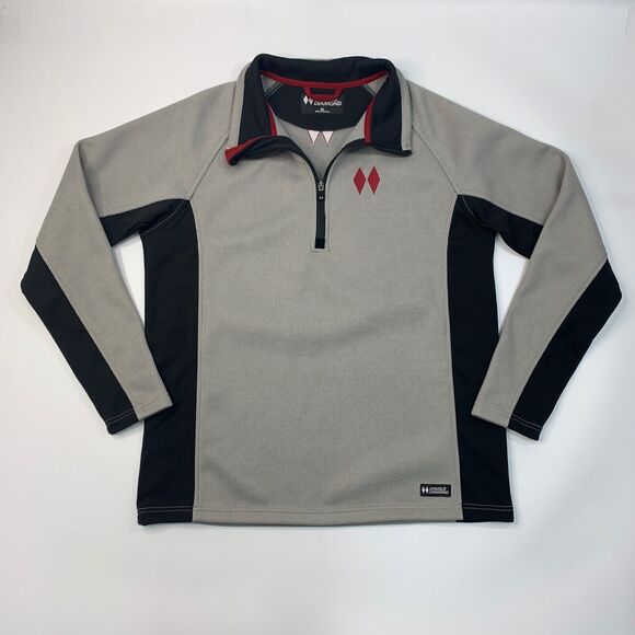 Double Diamond Sweatshirt Mens XL Extra Large Grey Fleece Lined Quarter Zip Hike - Picture 2 of 11